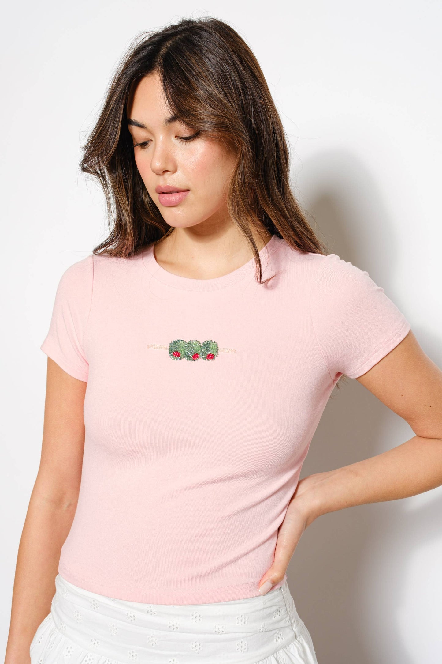Olive Beaded Tee