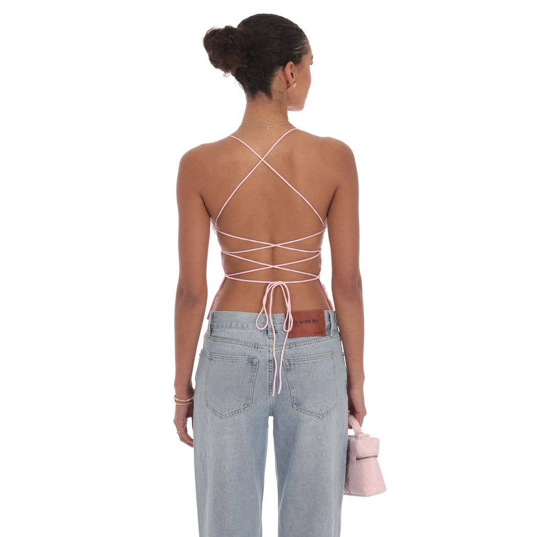 Open Back Sequin Floral Top
