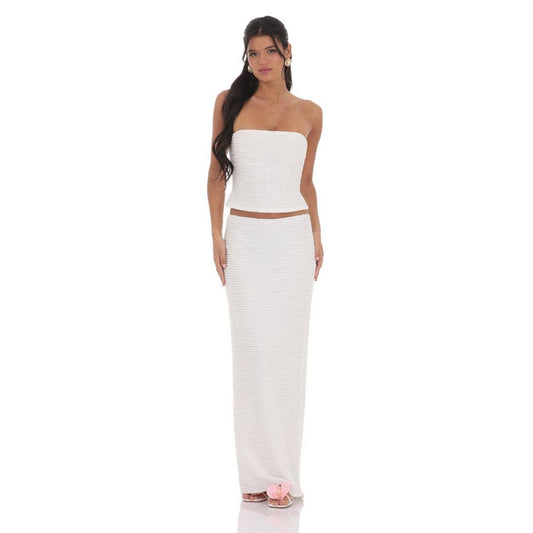 Ruffle Strapless Two Piece Set