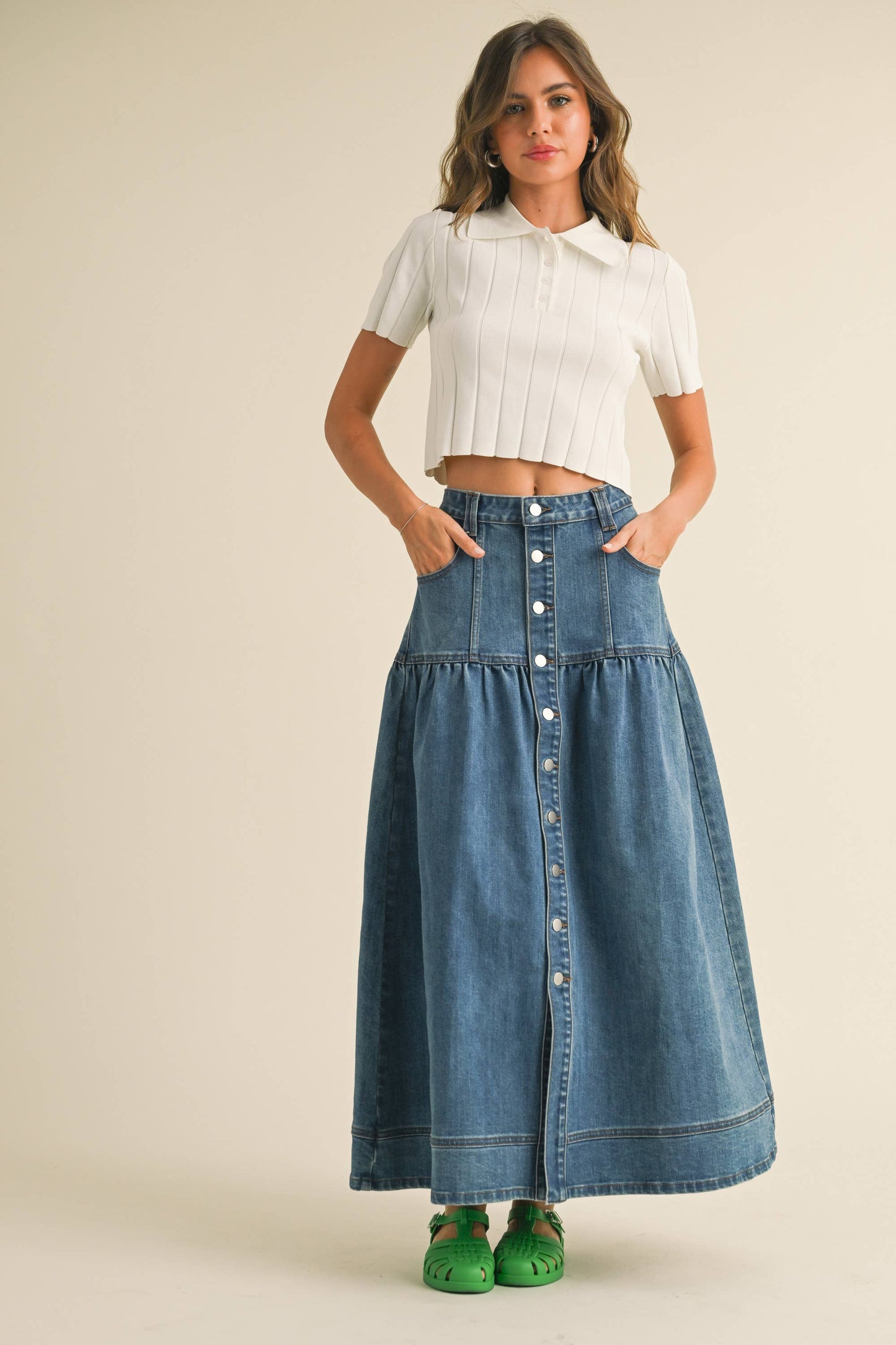 Ribbed Knitted Collar Top